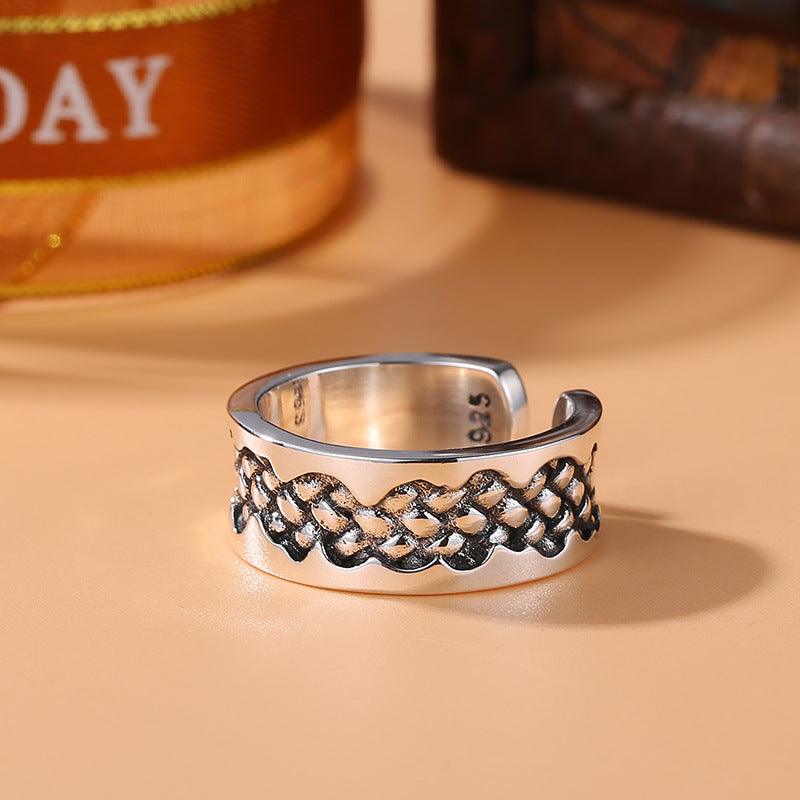 Women's Vintage Sterling Silver Chain Ring - Trendha