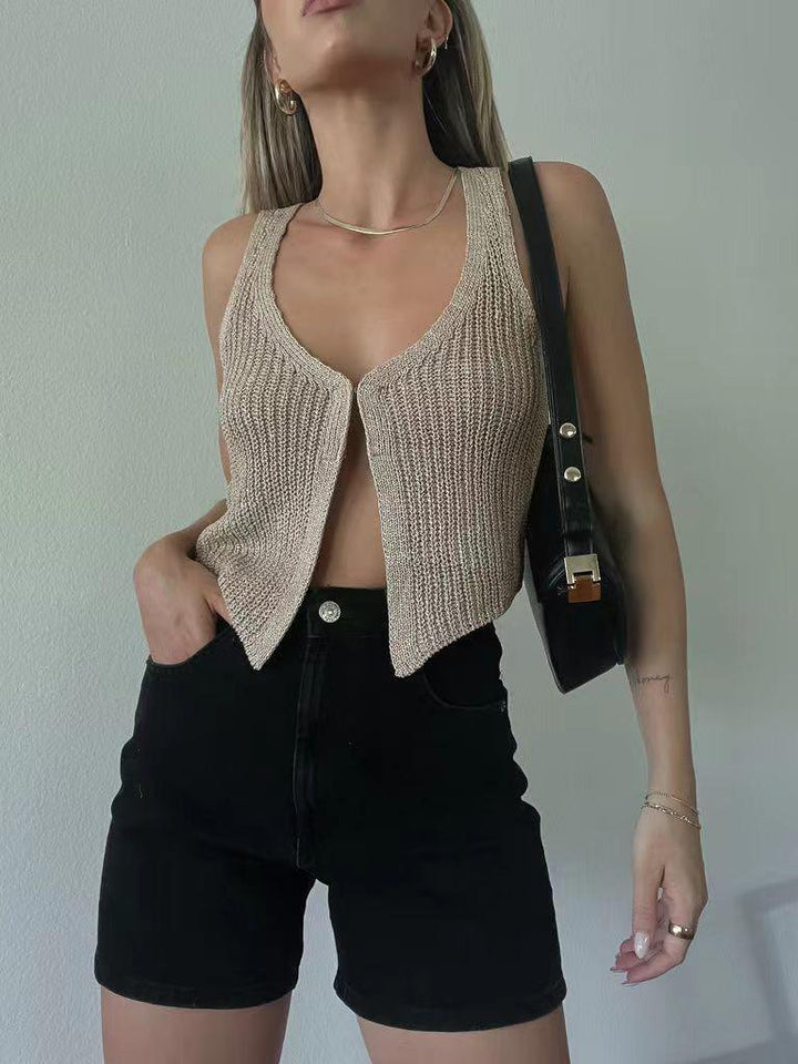 Women's Woolen Knitted Cardigan Vest - Trendha