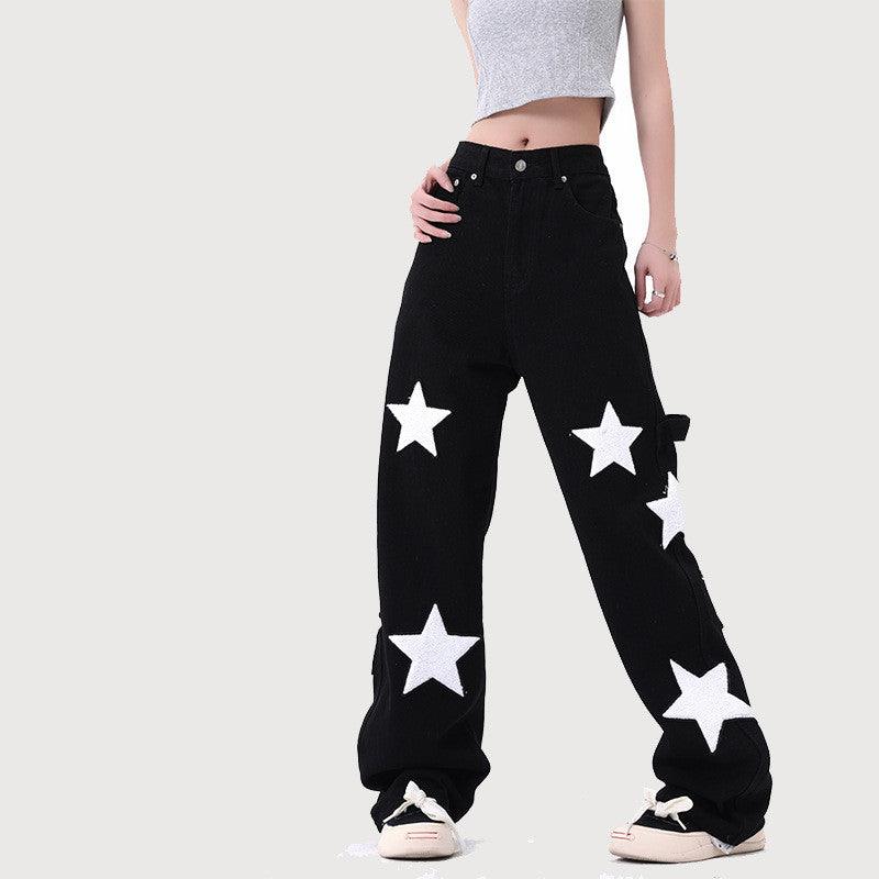 Embroidered Straight-Leg Denim Trousers
