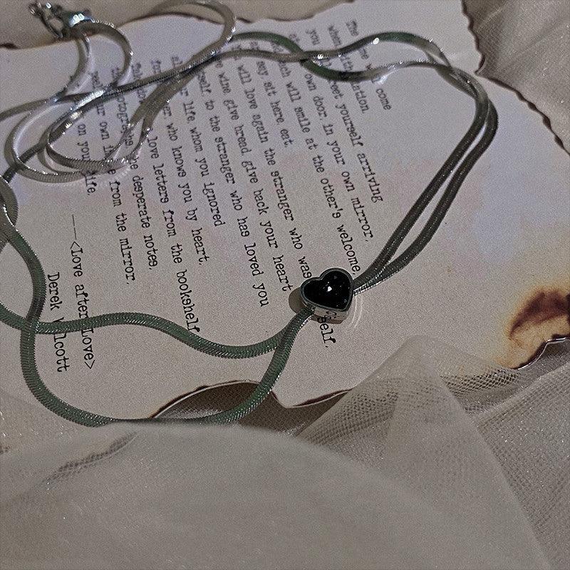 Y2k Minority Love Titanium Steel Double-layer Necklace - Trendha