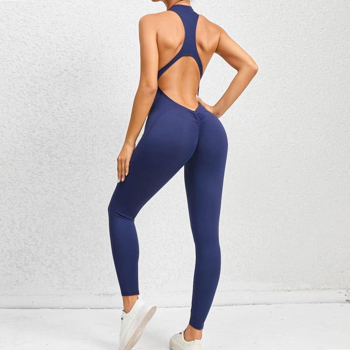Zippered Yoga Fitness Jumpsuit Sleeveless Tummy Control Stretch Shapewear Butt Lifting Sportswear Women Fashopn Outfits Clothing - Trendha