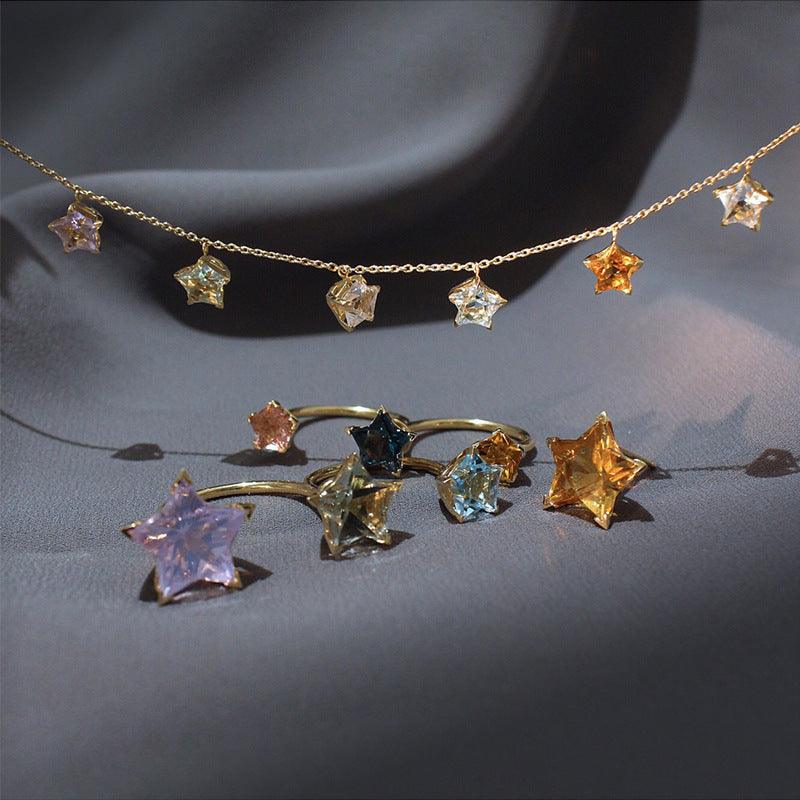 Zircon Star Necklace Collar Chain - Trendha
