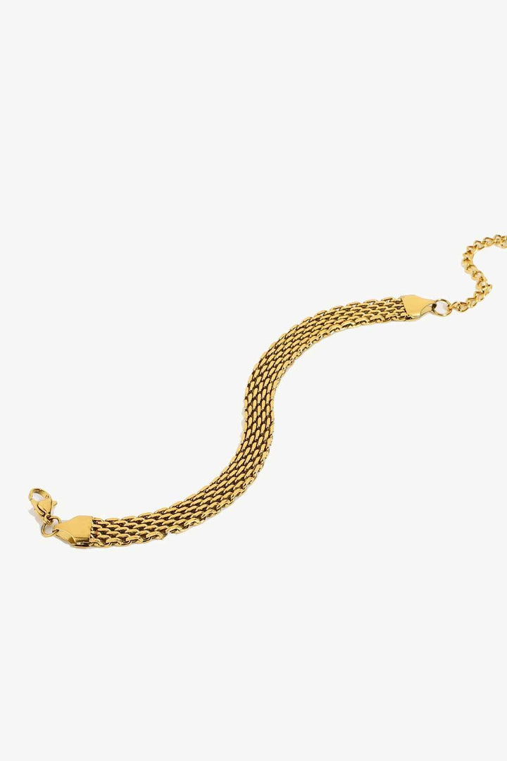18K Gold-Plated Wide Chain Bracelet - Trendha
