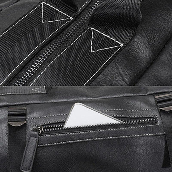 Men Multi-purpose PU Leather Backpack 15.6 Inch Large Capacity Multi-pocket Laptop Bag Handbag Crossbody Bags - Trendha