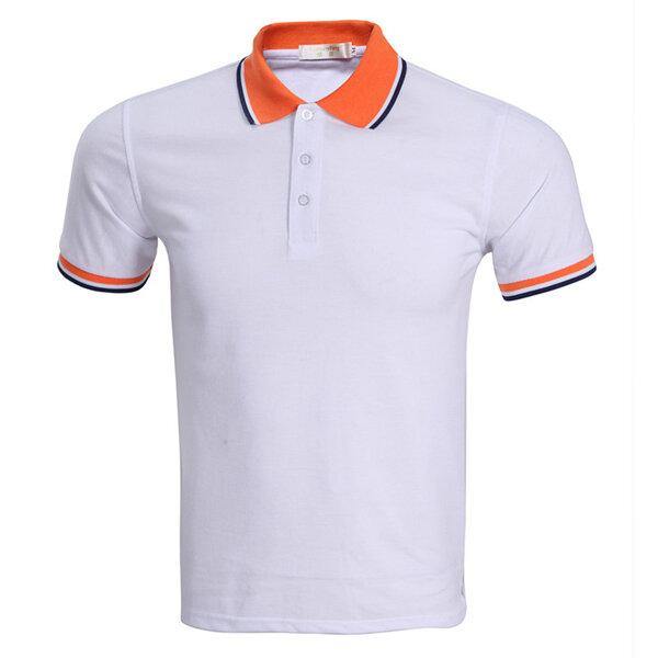 Mens Fashion Casual Contrast Color Collar Tees Turn-down Short Sleeve Golf Shirt 7 Colors - Trendha