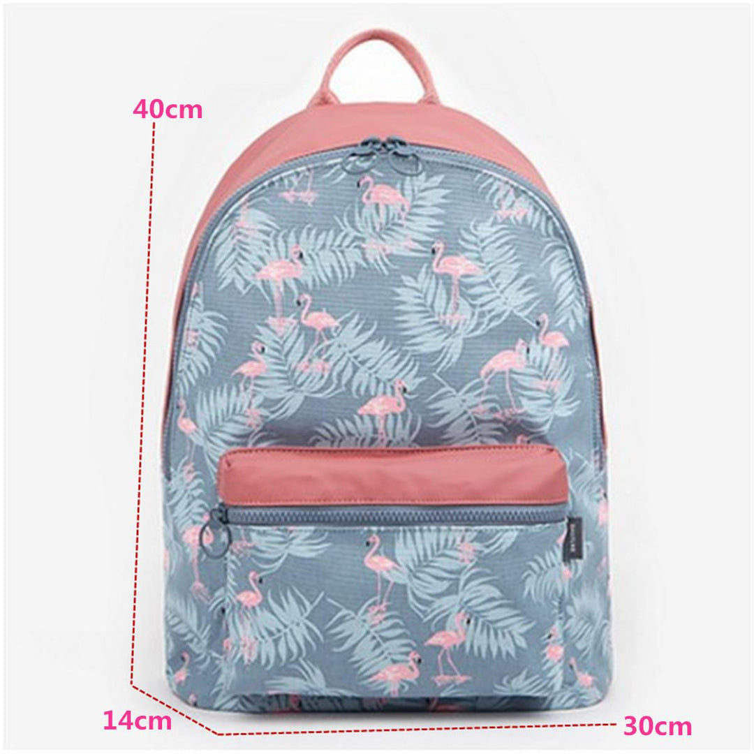 Women Flamingo Cartoon Printing Backpack Floral Casual Girl School Bag - Trendha