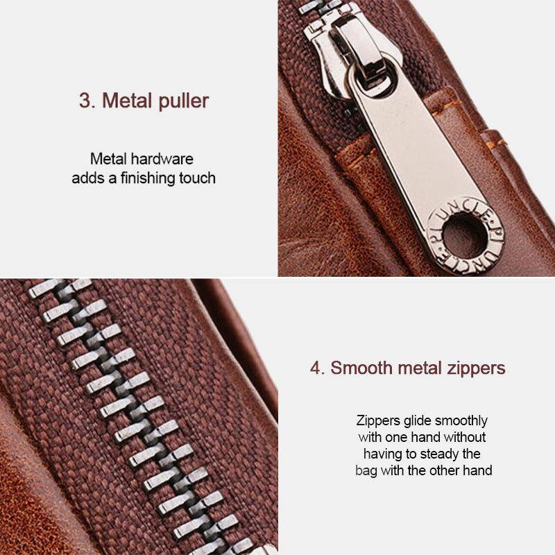 Men Vertical Multifunction Genuine Leather Belt Bag Large Capacity Retro 6.3 Inch Phone Bag Waist Bag With Hook - Trendha
