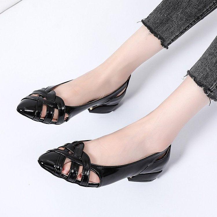 Women's Pointed Toe Low-Heel Hollow Fashion Shoes - Comfortable and Stylish - Trendha
