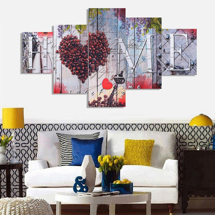 5Pcs HOME Unframed Print Painting Wall Canvas Art Home Living Room Decoration - Trendha