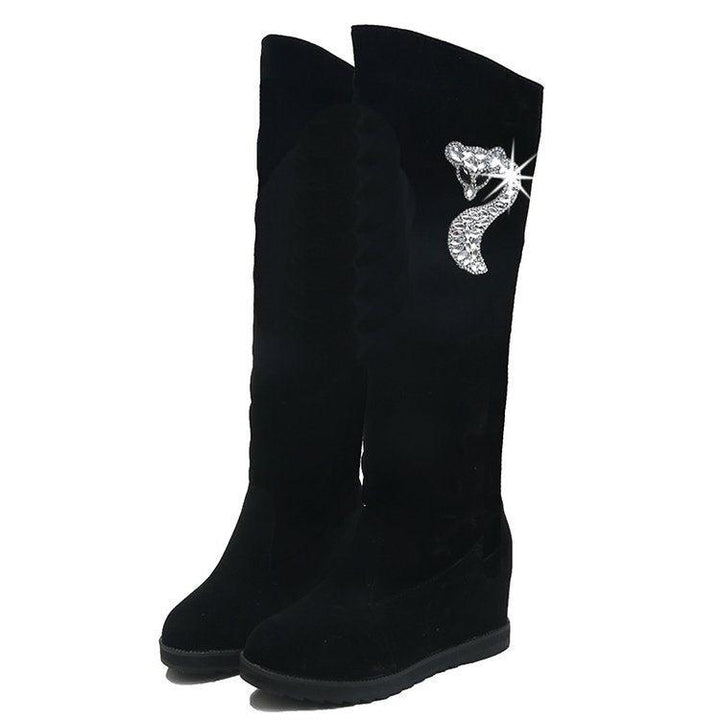 Inner Heightening Sleeve Women's Boots With Rhinestone Decoration - Trendha
