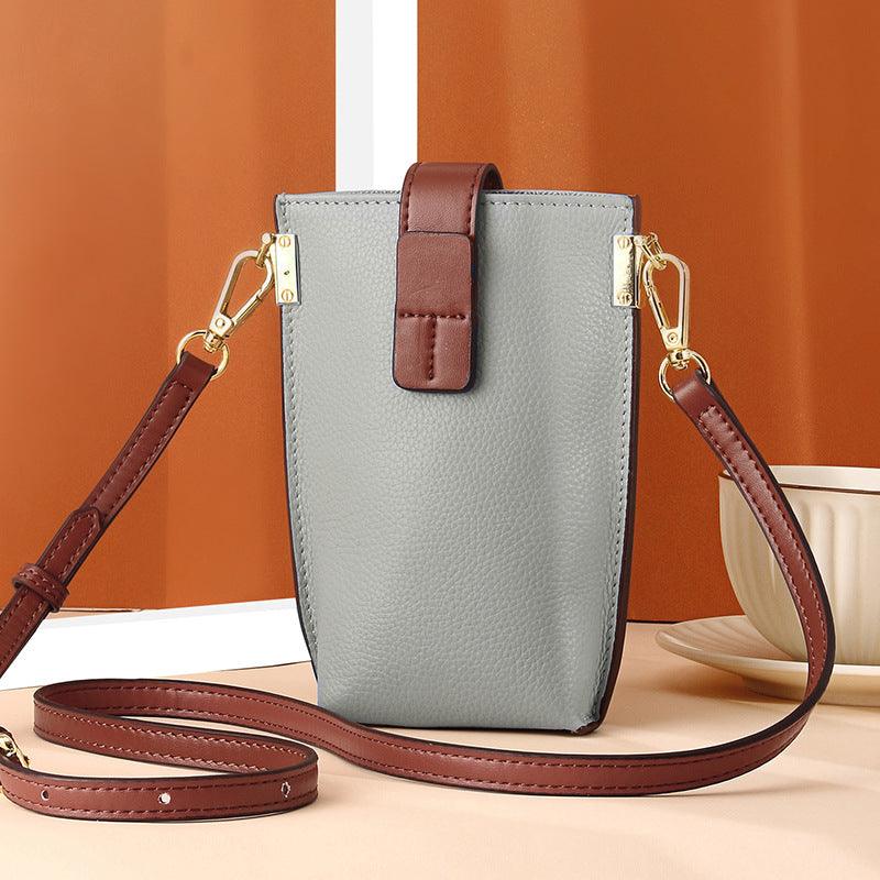 Simple Contrast Color Leather Shoulder Diagonal Bag - Trendha