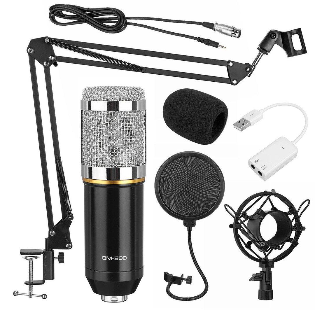 BM800 Pro Condenser Microphone Kit Studio Suspension Boom Scissor Arm Stand with Fliter - Trendha