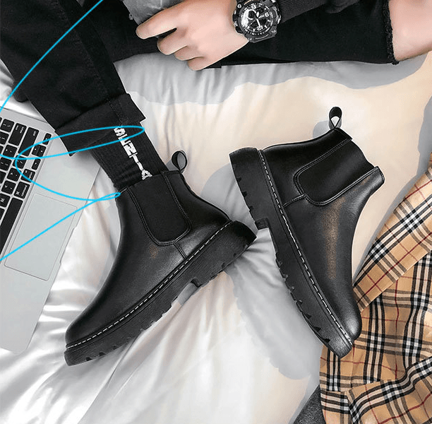 British Style Set Foot Leather Boots - Trendha