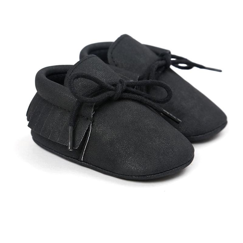 Baby's Solid Color Leather Moccasins - Trendha