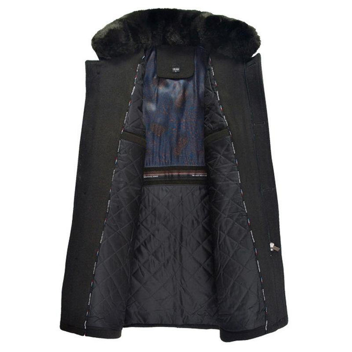 Mens Winter Mid Long Woolen Coat Thick Warm Trench Coat - Trendha