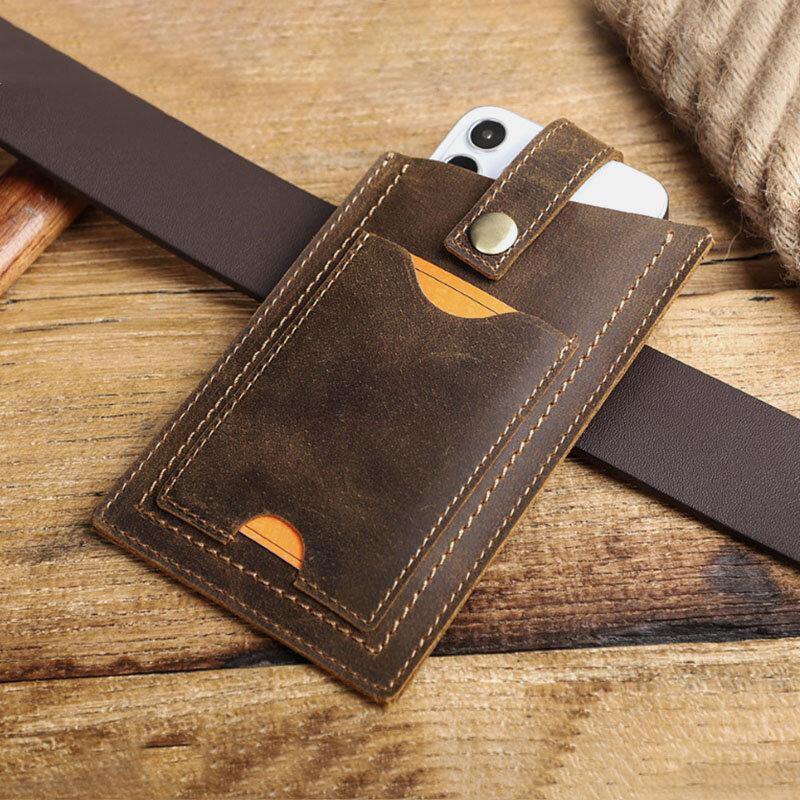 Men EDC Genuine Leather Cowhide 6.5 Inch Phone Bag Belt Sheath Waist Bag - Trendha