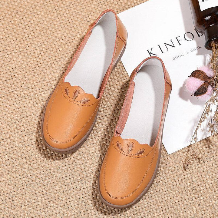 Women Daily Round Toe Soft Solid Color Flat Loafers Shoes - Trendha