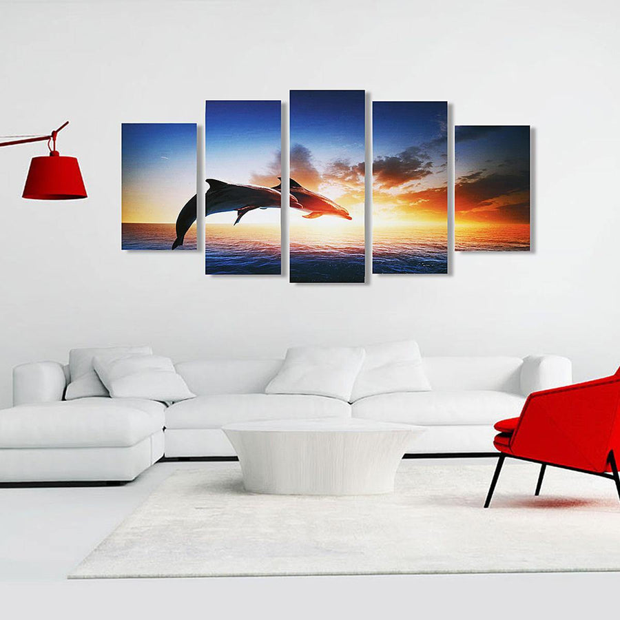 Dolphin Sunset Canvas Print Paintings Poster Wall Art Picture Home Decor Unframed - Trendha