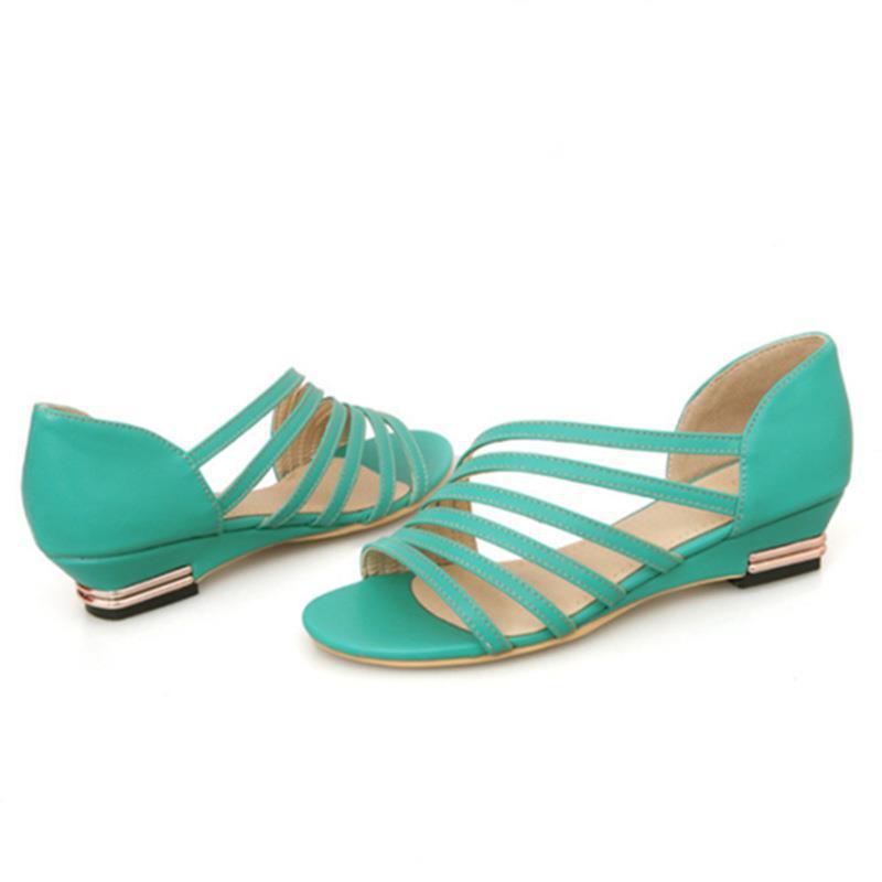 Summer Thin Strap Mid-heel Flat Wedge Casual Ladies Sandals - Trendha