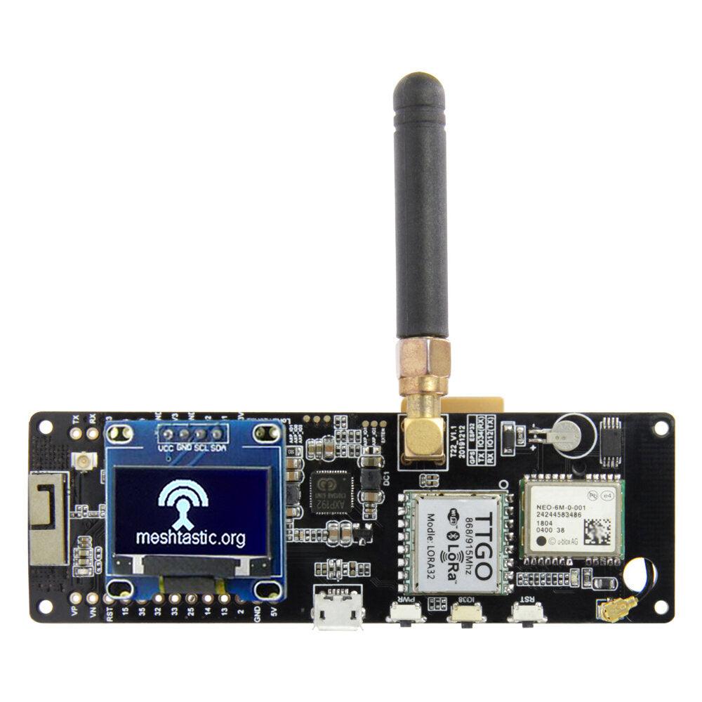 LILYGO® TTGO Meshtastic T-Beam V1.1 ESP32 433/915/923Mhz WiFi Bluetooth ESP32 GPS NEO-6M SMA 18650 Battery Holder With OLED - Trendha