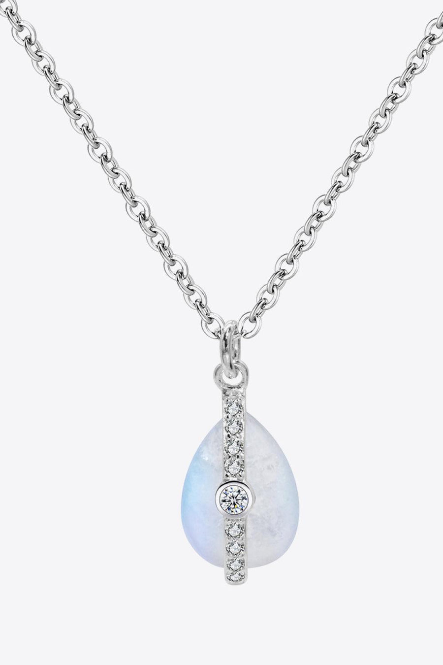 Natural Moonstone and Zircon Pendant Necklace - Trendha