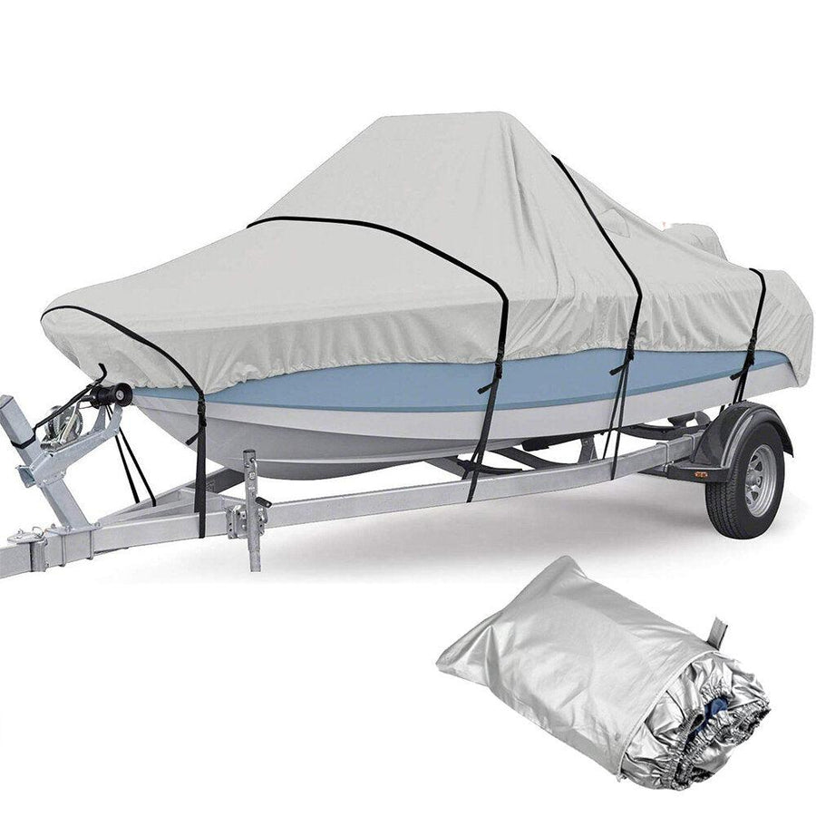 Boat Cover 210D Oxford Cloth Waterproof Trailerable Fish Speed Outdoor Yacht Cover Sun UV Protection - Trendha