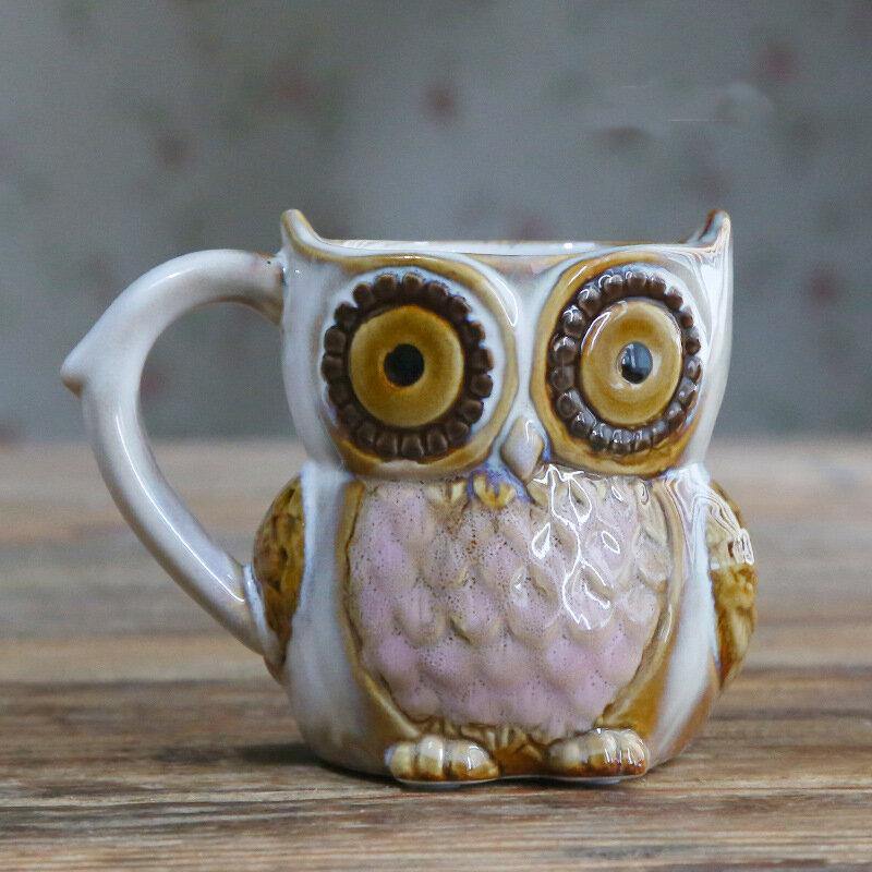 Creative Colorful Ceramic Crafts Owl Shaped Cup Drinking Water Cup Ceramic Cup - Trendha