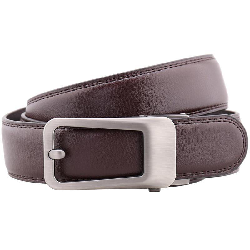125CM Men's Cowhide Automatic Buckle Belt Leather Waistband - Trendha