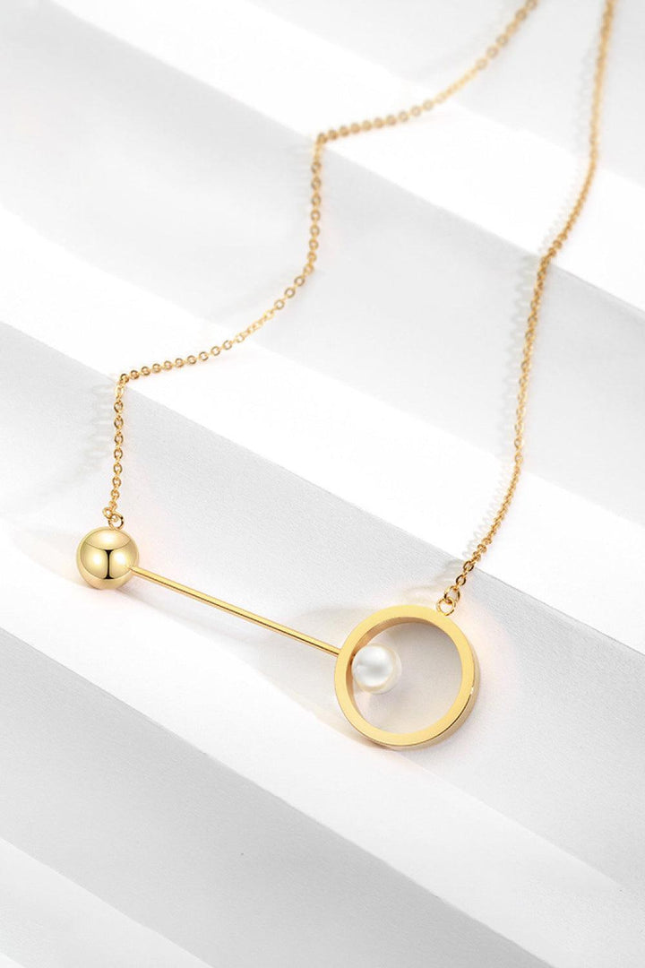 Fashionable Stainless Steel Pearl Necklace - Trendha
