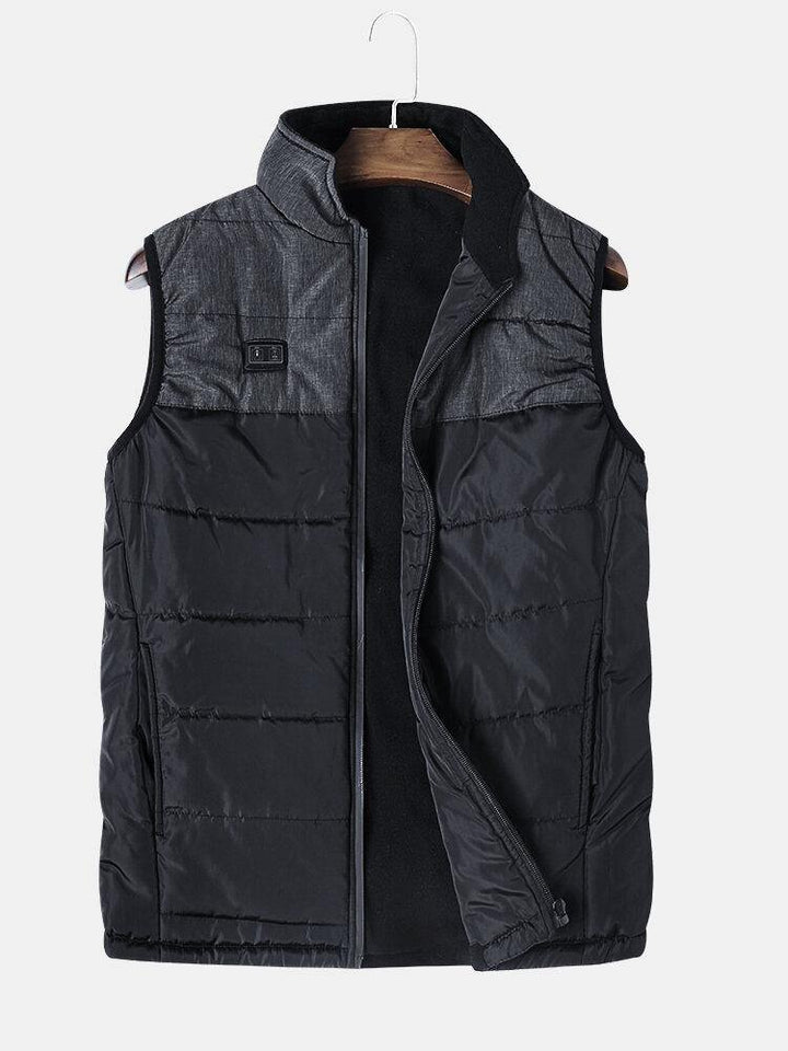 USB Electric Heated Thermal Fit Front Zipper Down Vest - Trendha