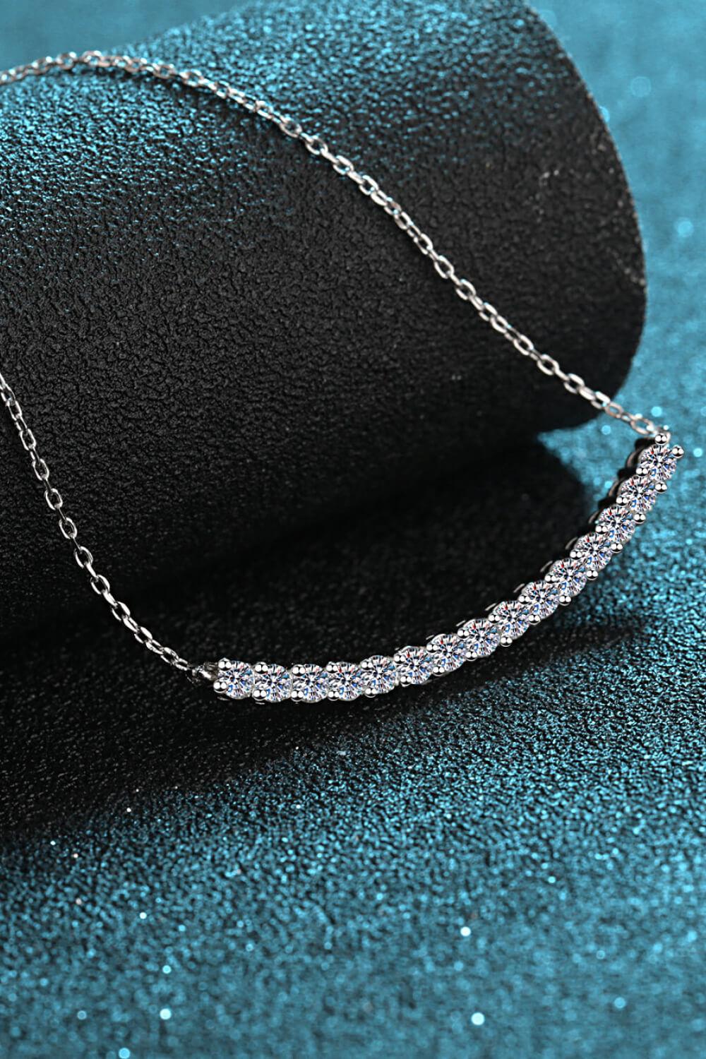 Sterling Silver Curved Bar Necklace - Trendha