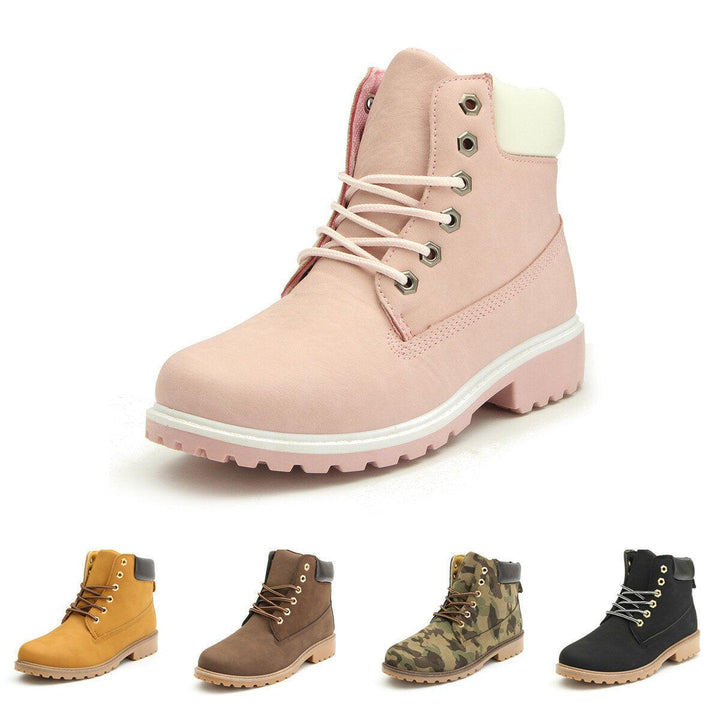 Women Fur Lining Lace Up Outdoor Winter Casual Snow Ankle Boots - Trendha