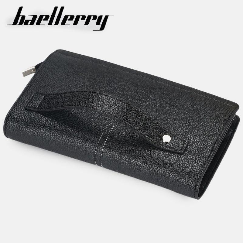 Baellerry Men Faux Leather Long Wallet Large Capacity Clutches Bags For Business Outdoor - Trendha