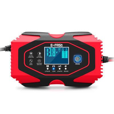 E-Fast 7 Stages Touch Screen LCD Display 12V 6A 24V 3A Car Motorcycle Lead Smart Battery Memory Function Charging Repair Charger Adaptor Lithium Battery Lead-Acid Agm Gel Wet LiFePO4 Batteries EU US AU UK Plug Red - Trendha