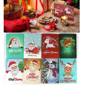 8pcs 5D Diamond Painting Xmas Greeting Cards Embroidery DIY Home Decor Craft Gift - Trendha