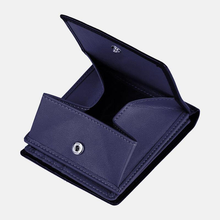 Men Genuine Leather 8 Card Slots Coin Purse Short Wallet - Trendha