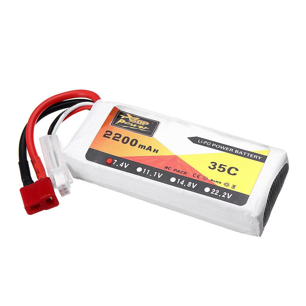 ZOP Power 7.4V 2200mAh 35C 2S Lipo Battery T Plug for Wltoys 124019 144001 10428 10428A/B/C/A2/B2/C2 K949 RC Car - Trendha