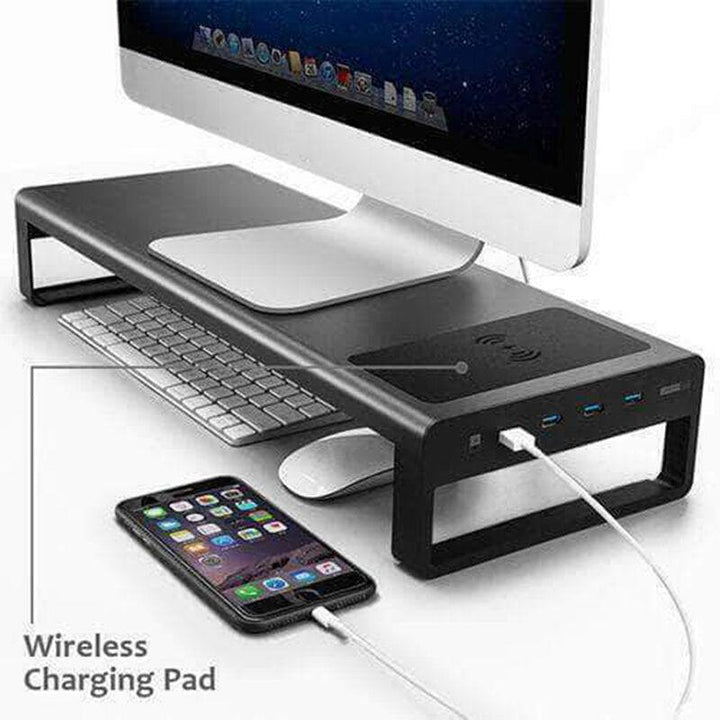 Vaydeer USB 3.0 Wireless Charger and Fast Charge Base Aluminum Smart Base Laptop Stand Alloy Computer Laptop Base Stand Port Charger Stand Monitor Bracket Desk - Trendha