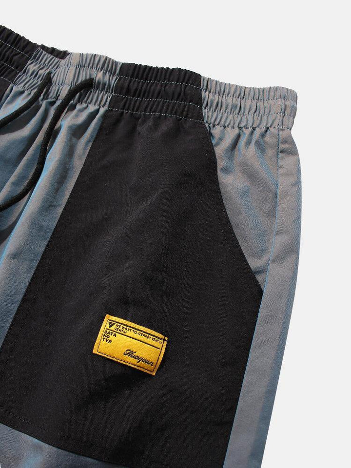 Mens Casual Elastic Waist Color Block Pockets Cargo Shorts - Trendha