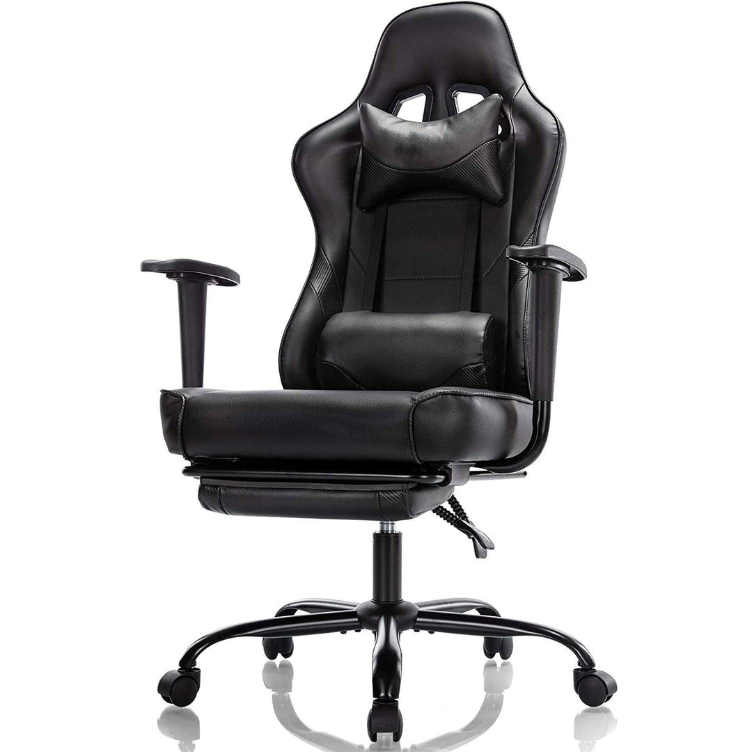 Blorly Gaming Chair Racing Bonded Leather Chair With Footrest 360 Degree Swivel with Headest and Lumber Support Ergonomic Design for Women Men - Trendha