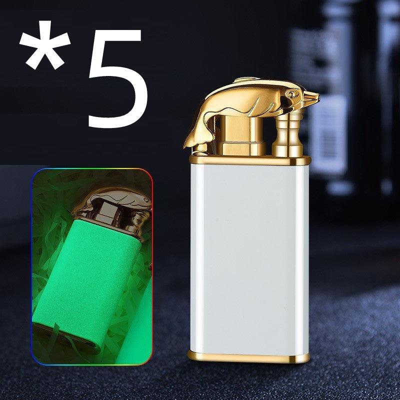 Creative Blue Flame Lighter Dolphin Dragon Tiger Double Fire Metal Winproof Lighter Inflatable Lighter - Trendha