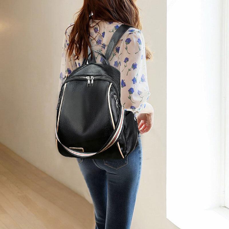 Women PU Leather Multi-carry Casual Outdoor School Bag Backpack Shoulder Bag - Trendha