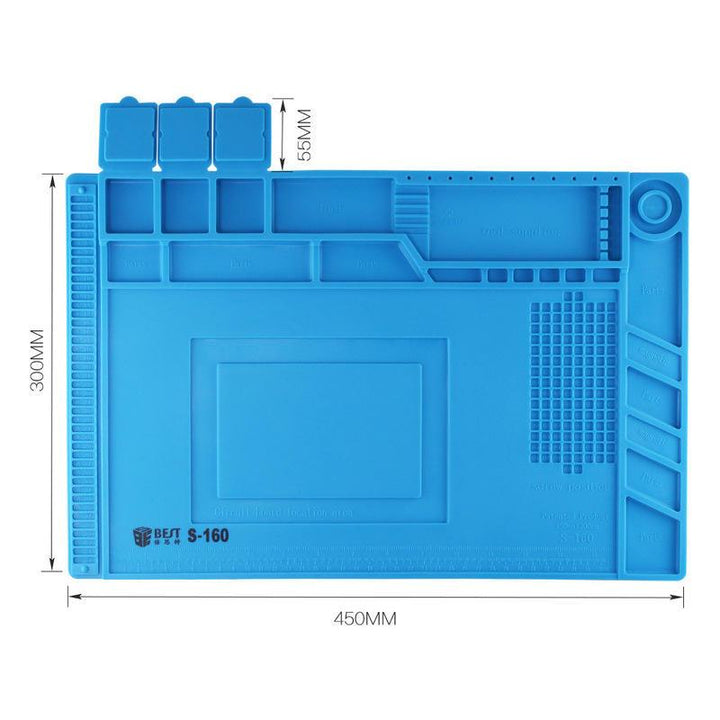 BEST S160 Magnetic Heat Insulation Silicone Pad Desk Mat Maintenance Platform BGA Soldering Repair Station - Trendha
