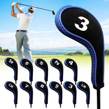 12Pcs/set Golf Clubs Iron Head Covers Driver Professional Number Tag Headcovers Rubber Golf Long Neck Protector Case with Zipper Long Neck Blue - Trendha