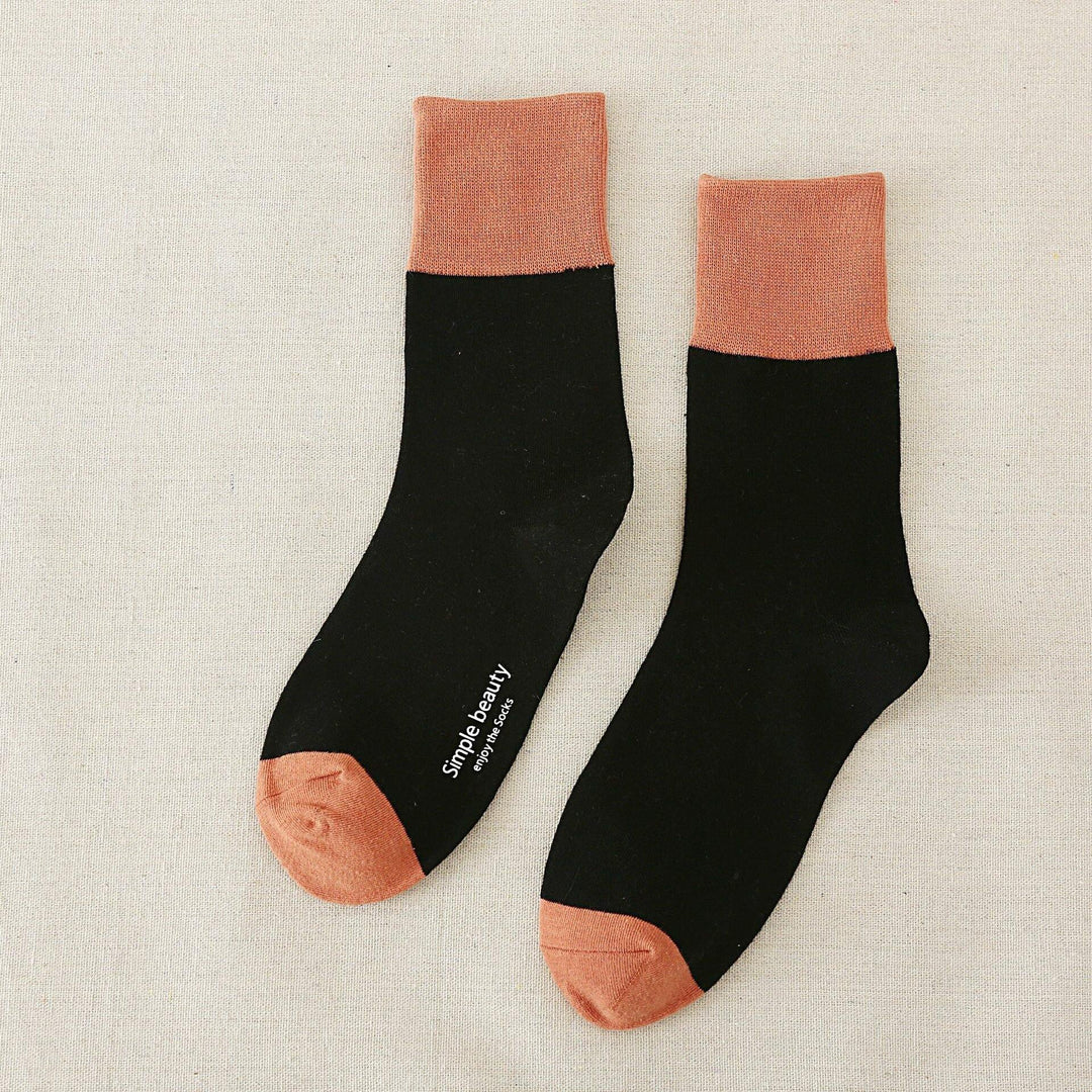 New Socks Women's Wild Color Hot Stamping Ladies Tube Socks Cotton Color Matching Breathable Women's Socks - Trendha
