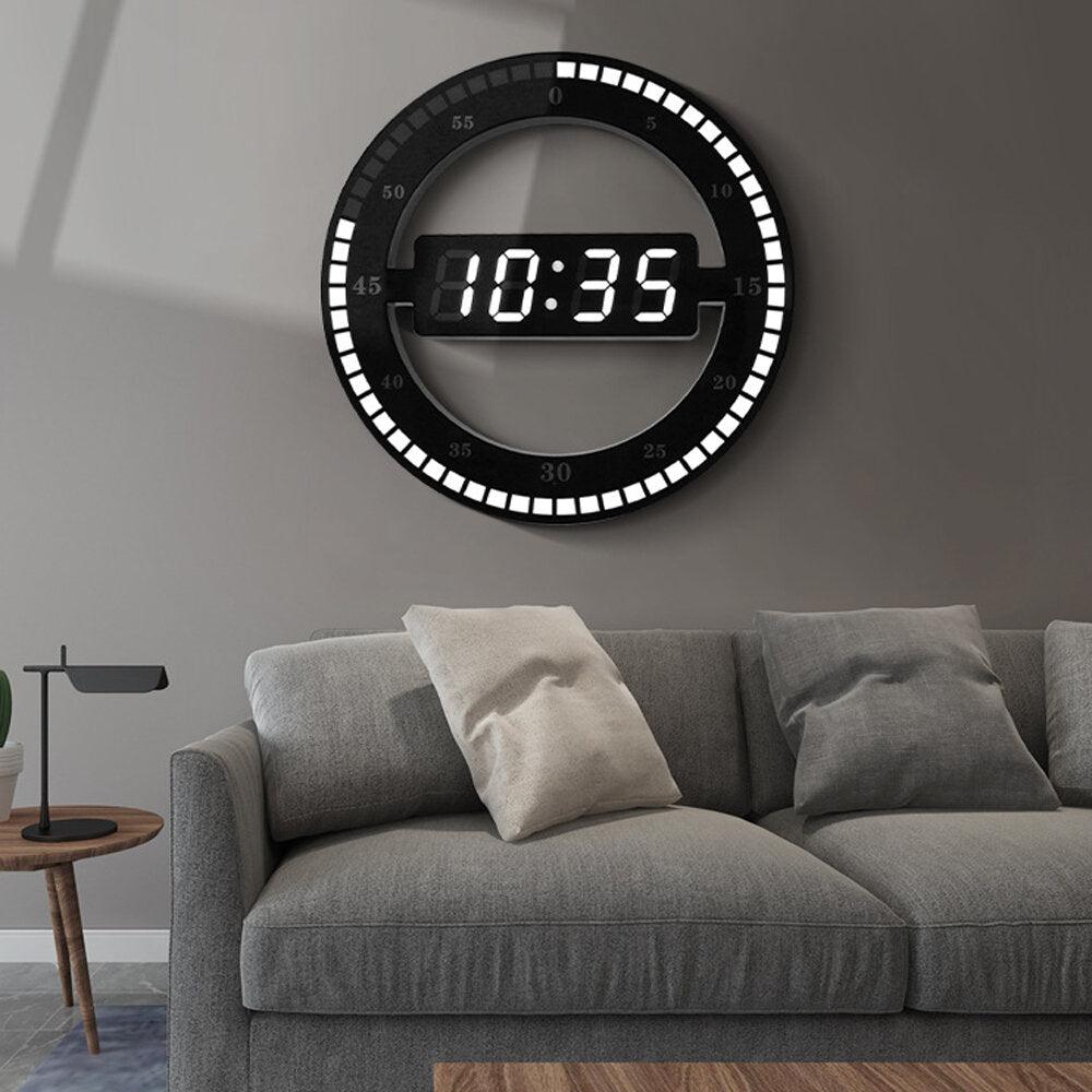 US/EU Plug 12 Inch LED Ring Wall Clock Automatic Photosensitive Digital Electronic Clock Office Bedroom Plastic Clock - Trendha