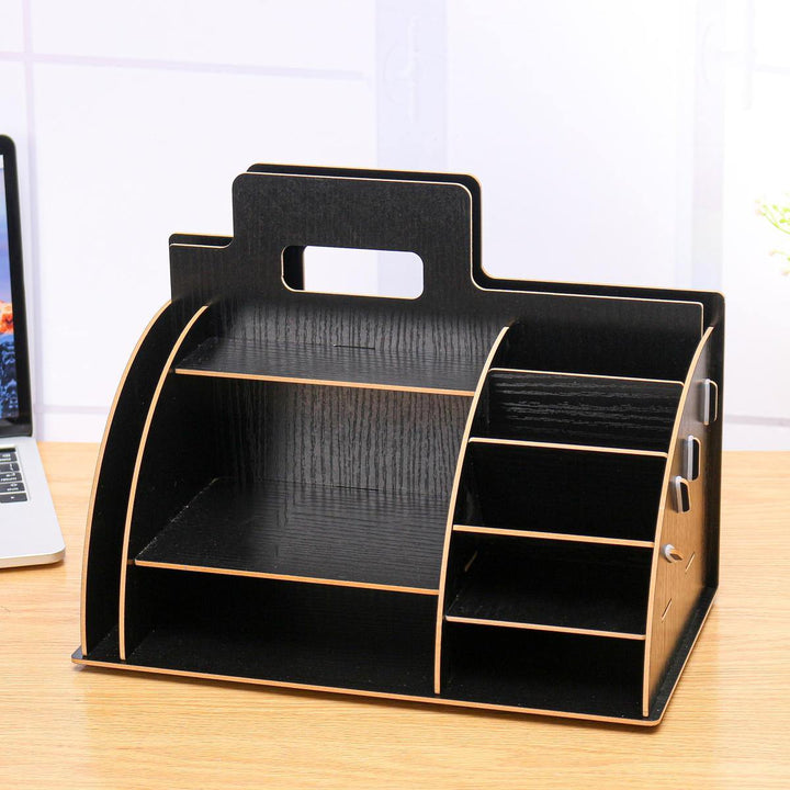 Wooden Desktop Organizer Office Supplies Storage Rack Wooden Desk Organizer Home Office Supply Storage Rack - Trendha