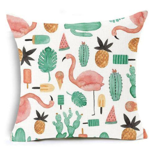 18''x18'' Flamingo Square Cotton Linen Pillow Case Cushion Cover Home Sofa Decor - Trendha