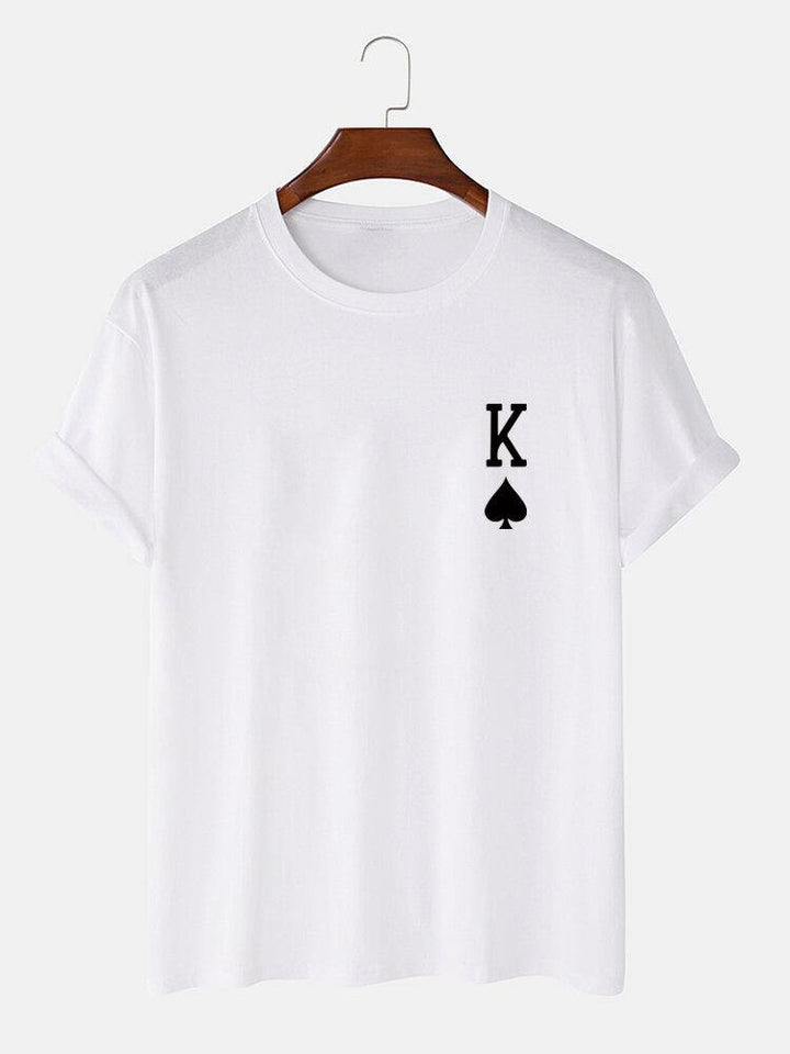 Mens King Of Spades Poker Print 100% Cotton Short Sleeve T-Shirt - Trendha