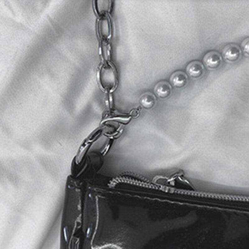 Women PU Leather Pearls Rhinestone Chain Butterflies Pattern Small Square Bag Handbag Shoulder Bag - Trendha